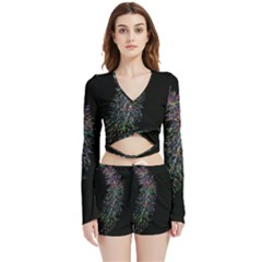 Galaxy Space Velvet Wrap Crop Top And Shorts Set