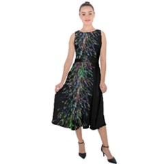 Galaxy Space Midi Tie-back Chiffon Dress by Sabelacarlos