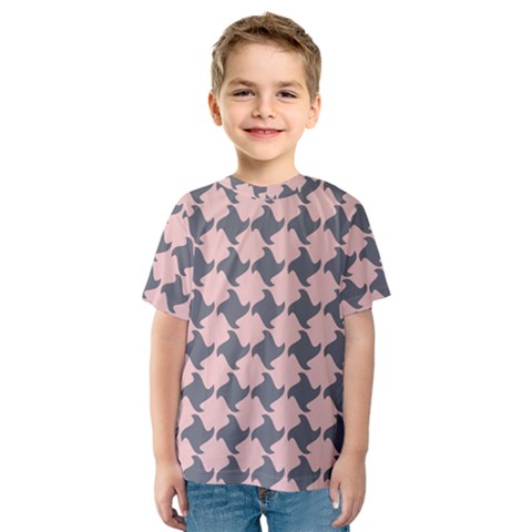 Retro Pink And Grey Pattern Kids  Sport Mesh Tee by MooMoosMumma