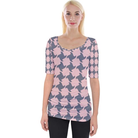 Retro Pink And Grey Pattern Wide Neckline Tee by MooMoosMumma