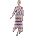 Retro Pink And Grey Pattern Quarter Sleeve Wrap Front Maxi Dress View1