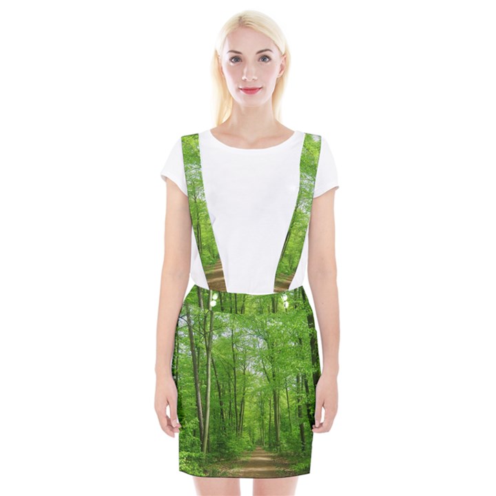 In the forest the fullness of spring, green, Braces Suspender Skirt