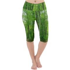 In The Forest The Fullness Of Spring, Green, Lightweight Velour Cropped Yoga Leggings by MartinsMysteriousPhotographerShop