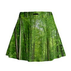 In The Forest The Fullness Of Spring, Green, Mini Flare Skirt