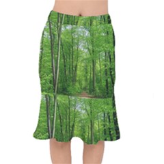 In The Forest The Fullness Of Spring, Green, Short Mermaid Skirt by MartinsMysteriousPhotographerShop