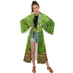 In The Forest The Fullness Of Spring, Green, Maxi Kimono