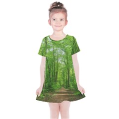 In The Forest The Fullness Of Spring, Green, Kids  Simple Cotton Dress