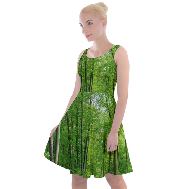 In the forest the fullness of spring, green, Knee Length Skater Dress