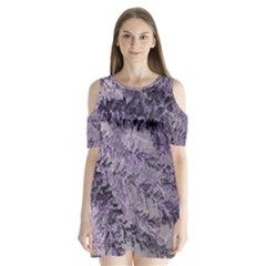 Flowers Branches Purple Shoulder Cutout Velvet One Piece by DinkovaArt