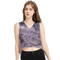 Flowers Branches Purple V-neck Cropped Tank Top