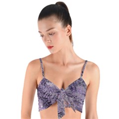 Flowers Branches Purple Woven Tie Front Bralet by DinkovaArt