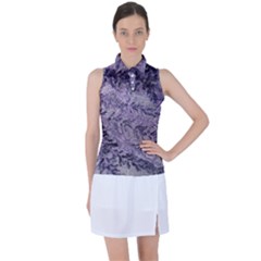 Flowers Branches Purple Women s Sleeveless Polo Tee by DinkovaArt