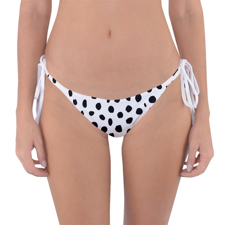 Black And White Seamless Cheetah Spots White Reversible Bikini Bottom