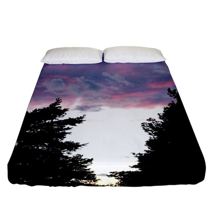 Colorful overcast, pink,violet,gray,black Fitted Sheet (Queen Size)