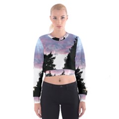 Colorful Overcast, Pink,violet,gray,black Cropped Sweatshirt