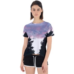 Colorful Overcast, Pink,violet,gray,black Open Back Sport Tee