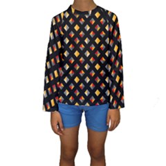 Geometric Diamond Tile Kids  Long Sleeve Swimwear by tmsartbazaar