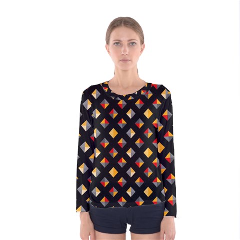 Geometric Diamond Tile Women s Long Sleeve Tee by tmsartbazaar