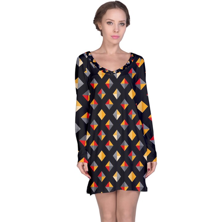 Geometric Diamond Tile Long Sleeve Nightdress