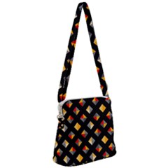 Geometric Diamond Tile Zipper Messenger Bag by tmsartbazaar