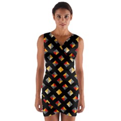 Geometric Diamond Tile Wrap Front Bodycon Dress by tmsartbazaar