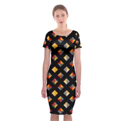 Geometric Diamond Tile Classic Short Sleeve Midi Dress by tmsartbazaar