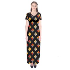 Geometric Diamond Tile Short Sleeve Maxi Dress by tmsartbazaar