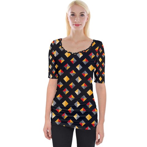 Geometric Diamond Tile Wide Neckline Tee by tmsartbazaar