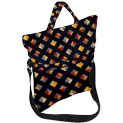 Geometric Diamond Tile Fold Over Handle Tote Bag by tmsartbazaar