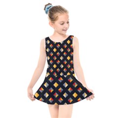 Geometric Diamond Tile Kids  Skater Dress Swimsuit by tmsartbazaar