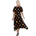 Geometric Diamond Tile Cross Front Sharkbite Hem Maxi Dress View2