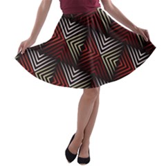 Abstract Zigzag Motif A-line Skater Skirt