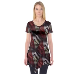 Abstract Zigzag Motif Short Sleeve Tunic  by tmsartbazaar