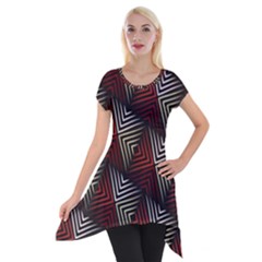 Abstract Zigzag Motif Short Sleeve Side Drop Tunic by tmsartbazaar