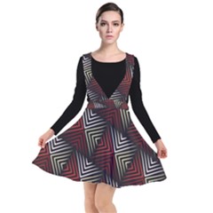 Abstract Zigzag Motif Plunge Pinafore Dress