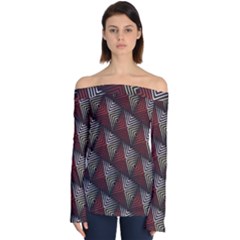 Abstract Zigzag Motif Off Shoulder Long Sleeve Top by tmsartbazaar