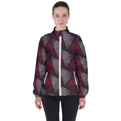 Abstract Zigzag Motif Women s High Neck Windbreaker by tmsartbazaar