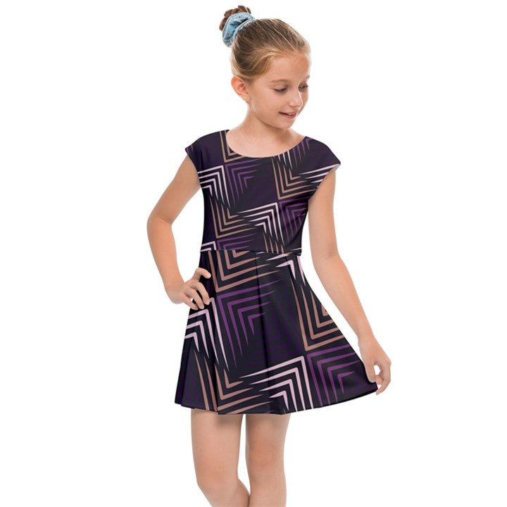 Zigzag Motif Design Kids  Cap Sleeve Dress