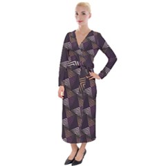 Zigzag Motif Design Velvet Maxi Wrap Dress by tmsartbazaar