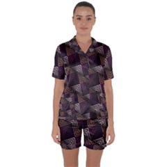 Zigzag Motif Design Satin Short Sleeve Pyjamas Set by tmsartbazaar