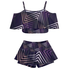 Zigzag Motif Design Kids  Off Shoulder Skirt Bikini by tmsartbazaar