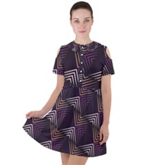 Zigzag Motif Design Short Sleeve Shoulder Cut Out Dress  by tmsartbazaar