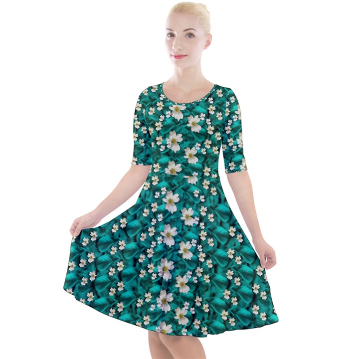 Cherry Blossom Forest Of Peace And Love Sakura Quarter Sleeve A-Line Dress