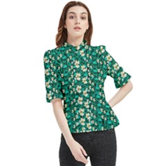 Cherry Blossom Forest Of Peace And Love Sakura Frill Neck Blouse