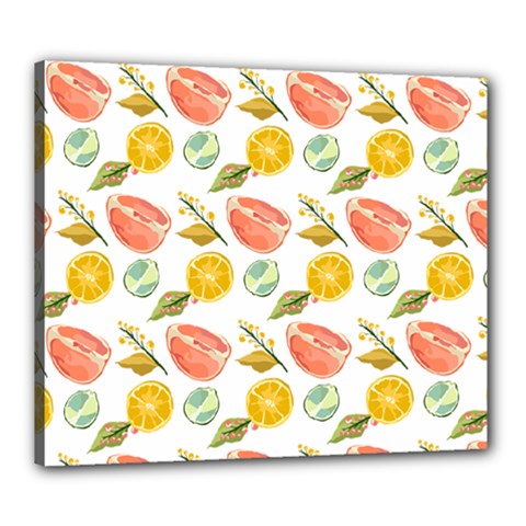 Citrus Gouache Pattern Canvas 24  X 20  (stretched) by EvgeniaEsenina