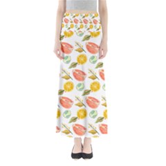 Citrus Gouache Pattern Full Length Maxi Skirt by EvgeniaEsenina