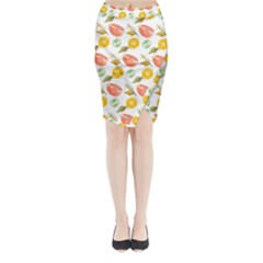 Citrus Gouache Pattern Midi Wrap Pencil Skirt by EvgeniaEsenina