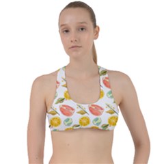 Citrus Gouache Pattern Criss Cross Racerback Sports Bra by EvgeniaEsenina