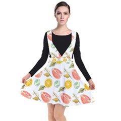 Citrus Gouache Pattern Plunge Pinafore Dress by EvgeniaEsenina