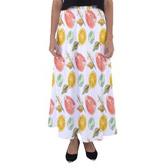 Citrus Gouache Pattern Flared Maxi Skirt by EvgeniaEsenina